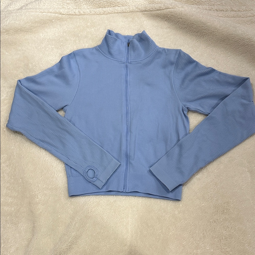 Cozy Kids Long Sleeve Blue Zip-Up Top